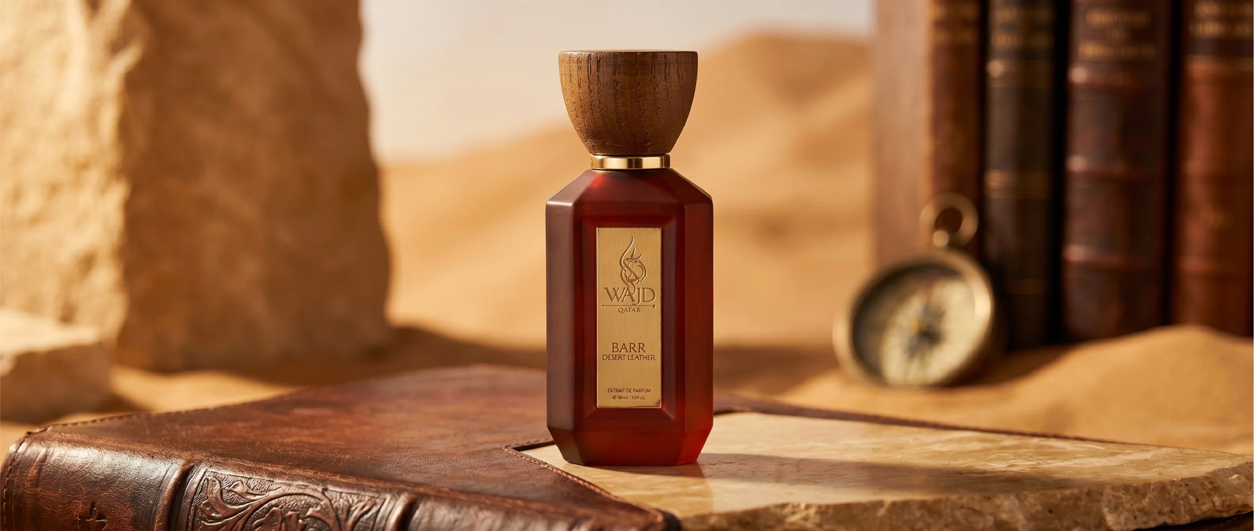 WAJD BARR Extrait de Parfum hero banner — desert leather fragrance Qatar