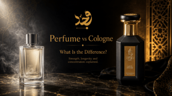 Perfume and cologne bottles side by side showing concentration difference